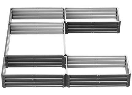 Steel Raised Garden Bed, Set of 5 Large Box Planters for Outdoor Plants Vegetables Flowers Herbs, 8x8x1ft, Gray