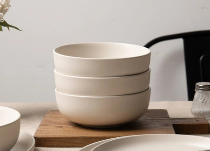 12-Piece Stoneware Dinnerware Sets With Mugs  Microwave  Dishwasher Safe  Non-Toxic Dinner Plates Bowls Set  Stackable Matte Glaze Kitchenware For 3