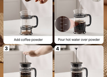 French Press Coffee Maker 34 Oz Borosilicate Glass Coffee Tea Press Silver