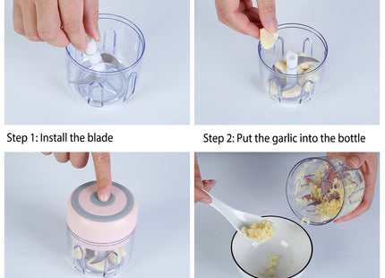 Mini Electric Garlic Chopper 8.45OZ Cordless Garlic Mincer Food Chopper Rechargeable Food Blender Chili Nut Onion Pepper Meat Ginger Food