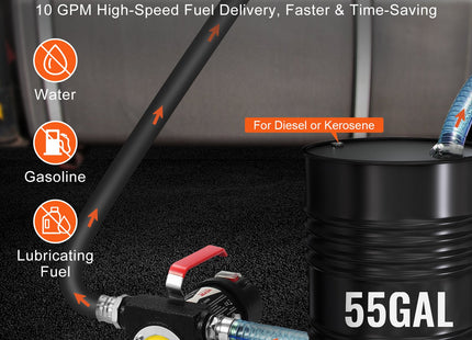 Fuel Transfer Pump 12V 10 GPM 1/4 HP Diesel Pump With Auto Fuel Nozzle