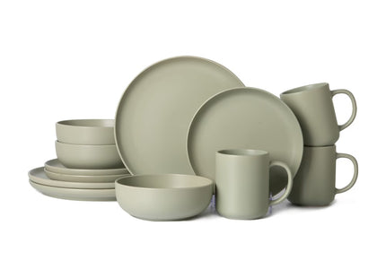 12-Piece Stoneware Dinnerware Sets With Mugs  Microwave & Dishwasher Safe  Non-Toxic Dinner Plates Bowls Set   Stackable Matte Glaze Kitchenware For 3