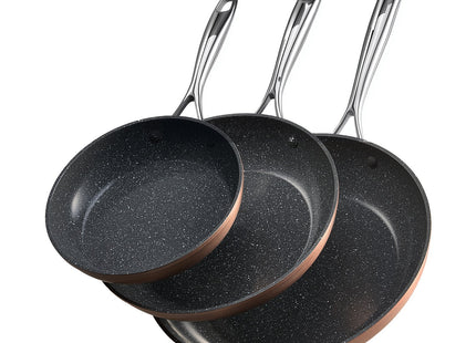 Frying Pan Skillet, Aluminum Egg Fry Pans, 3 Piece (200, 270, 300 Mm), Nonsitck Ceramic Heavy-Duty Skillets With Heat-Resistant Handle, Chef's Cookware, For Oven, Gas, Electric, Induction, Grey