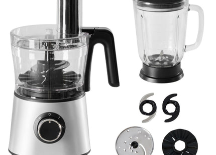 300W Food Processor With Blender & Dough Tool, 2 Speeds, Sharp Blades, Safety Lock -1.5L Glass Jar