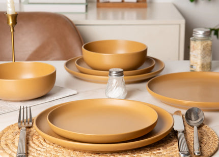 12-Piece Stoneware Dinnerware Sets With Mugs  Microwave & Dishwasher Safe Non-Toxic Dinner Plates Bowls Set  Stackable Matte Glaze Kitchenware For 3