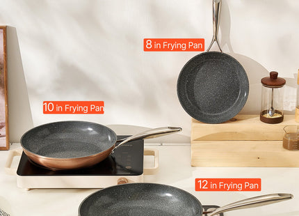 Frying Pan Skillet, Aluminum Egg Fry Pans, 3 Piece (200, 270, 300 Mm), Nonsitck Ceramic Heavy-Duty Skillets With Heat-Resistant Handle, Chef's Cookware, For Oven, Gas, Electric, Induction, Grey