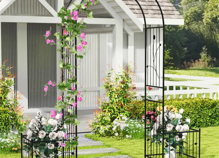 Multifunctional Outdoor Trellis - Climbing Vines Support+Flower/Vegetable Planters, 80"x20"x86"