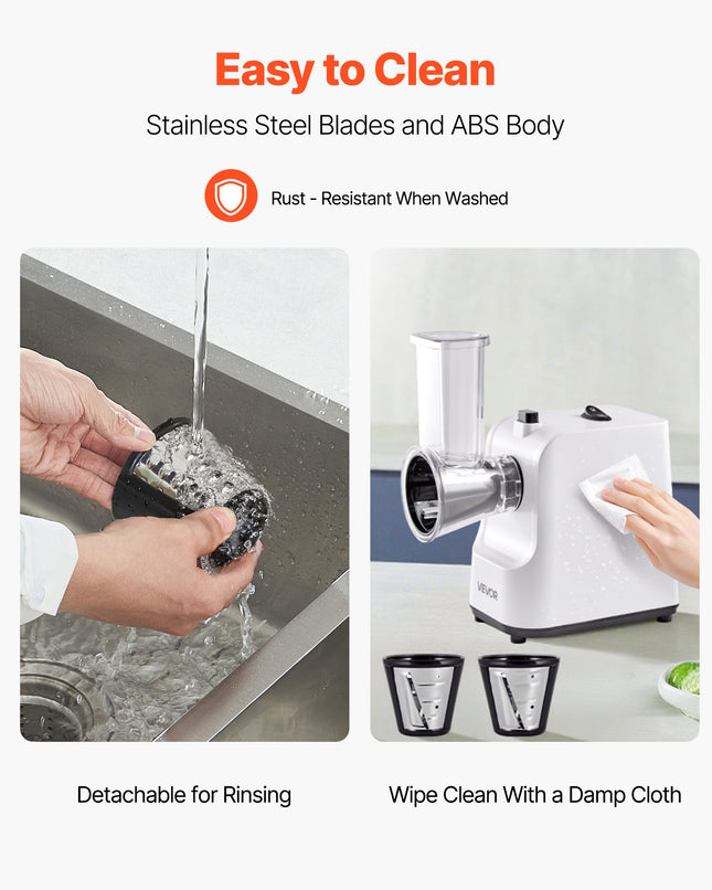 Electric Cheese Grater Salad Maker, 200W Salad Shooter, Electric Vegetable Slicer Shredder Chopper For Fruits With 5 Attachments, Stainless Steel Food Cutter For Vegetables, And Cheeses