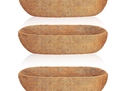 3Pcs 24in/30in/36in Trough Coco Liners For Planters Coconut Coir Planter For Window Box Hanging Trough Basket Half Moon Planter Liner Replacement For Garden Fence Flower Vegetable