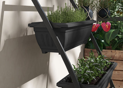 4-Tier Vertical Raised Garden Planter with 4 Boxes, Outdoor Plant Stand Grow Container for Vegetable & Flowers, Black