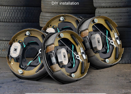 Electric Trailer Brake Assembly, 10" X 2-1/4", 2 Pairs Self-Adjusting Electric Brakes Kit For 3500 Lbs Axle, 4-Hole Mounting, Backing Plates For Brake System Part Replacement (2 Right + 2 Left)