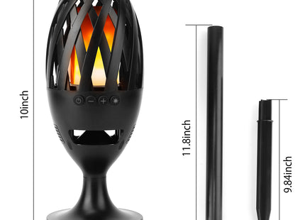 1Pc LED Flame Speakers Torch Wireless Speaker Waterproof Stereo Bass Speaker Outdoor Light-Up Speaker Atmosphere LED Flickers Night Light Patio Stake Lights Lantern For Party Camping