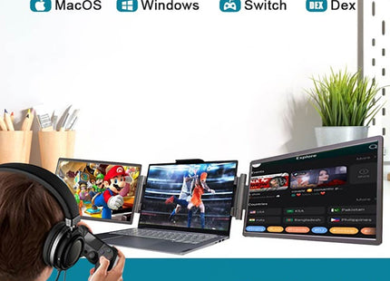 14-inch Dual-Screen Portable Monitor For Laptop External Display Extension