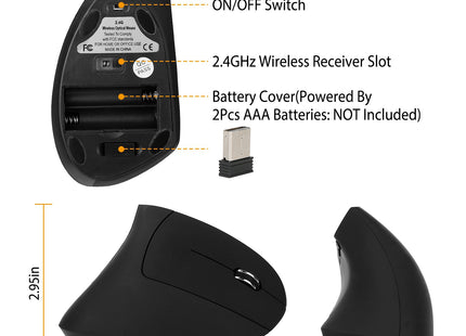 2.4G Wireless Vertical Mouse Ergonomic Optical Mice With 6 Buttons 3 Adjustable DPI 800 1200 1600 Levels For Laptop PC Computer