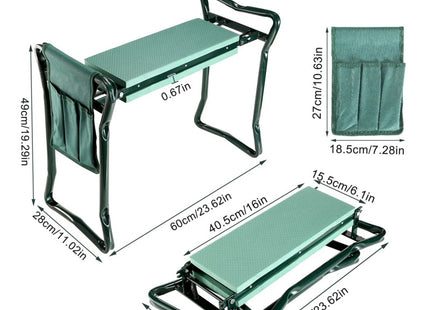 Foldable Garden Kneeler Seat With Kneeling Soft Cushion Pad Tools Pouch Portable Gardener