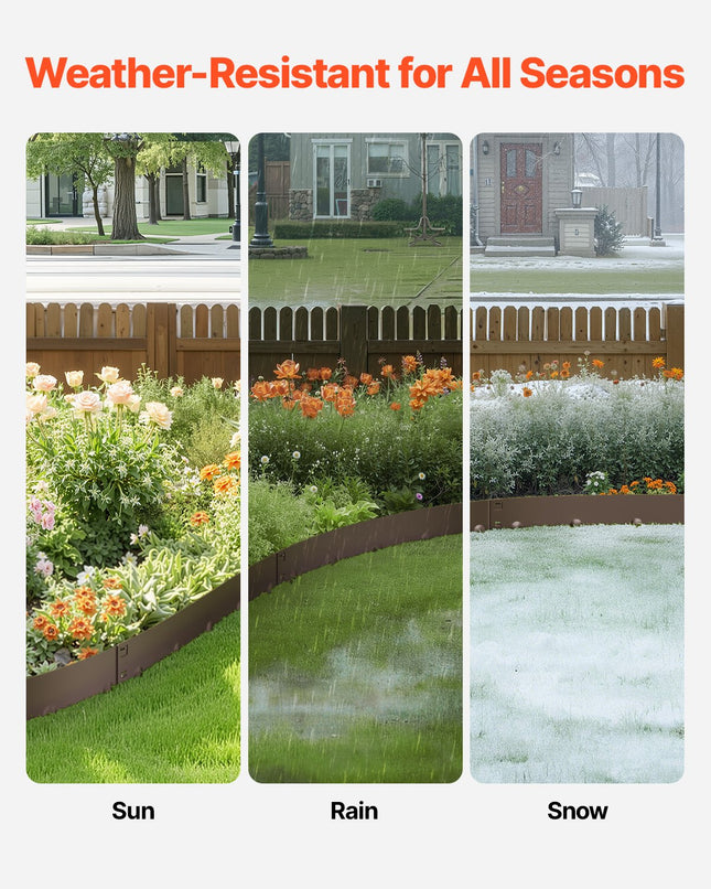 Steel Landscape Edging 5 Packs 39x3in Rust-Resistant Garden Edging Border Brown