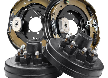 VEVOR Trailer Hub Drum Kits 8 On B.C. With Electric Brakes, Self-Adjusting Trailer Brake Assembly For 7000 Lbs Axle, 5-Hole Mounting, Backing Plates For Brake System Part Replacement