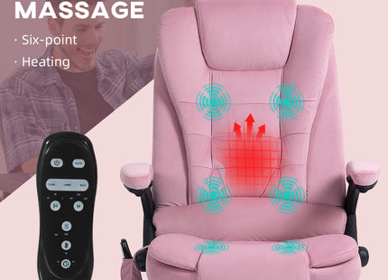 6 Point Executive Office Chair with Heat, Velvet High Back Vibrating Massage Office Chair, Pink