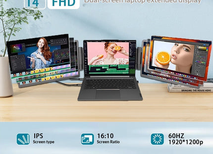 14-inch Dual-Screen Portable Monitor For Laptop External Display Extension