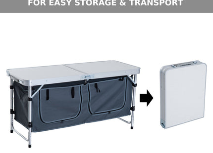 47" Portable Camping Table Aluminum Picnic Folding Camping Table with Carrying Handle and Storage Organizer