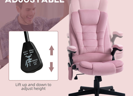 6 Point Executive Office Chair with Heat, Velvet High Back Vibrating Massage Office Chair, Pink