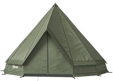 Teepee Tent Waterproof Camping Tent with Stove Jack for 4-6 People for Outdoor Camping Hiking Army Green