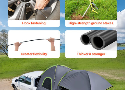 Pickup Truck Tent, Fits 5.0-5.2 Ft Truck Tents For Camping, Waterproof PU2000 Mm 2-3 Person Sleeping Truck Bed Tent, Sturdy Truck Bed Camper Shell With Expandable Awning, Rainfly, Storage Bag