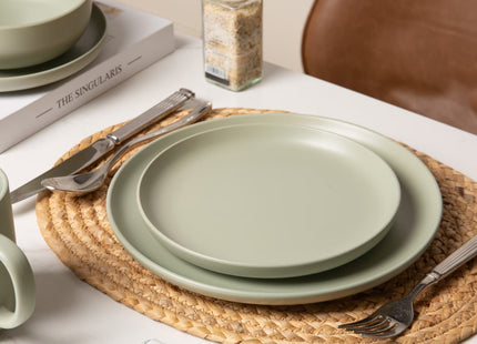 12-Piece Stoneware Dinnerware Sets With Mugs  Microwave & Dishwasher Safe  Non-Toxic Dinner Plates Bowls Set   Stackable Matte Glaze Kitchenware For 3