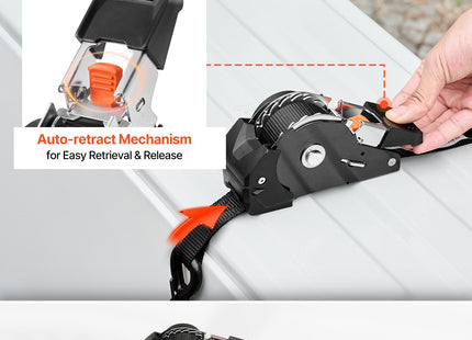 Retractable Ratchet Straps, 1 In X 10 Ft, Tie Down Straps With S Hooks, 1200 Lbs Break Strength, 4 Soft Loops, Tie Down Ratcheting For Moving, Trailers, Motorcycles, Kayaks, Car Roof, 4 Pack