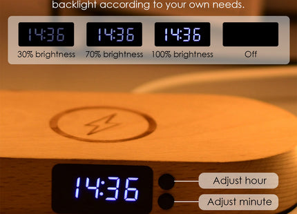 1 Set Bedside Table Lamp Touch Control Lamp With Clock Wireless Charging LED Desk Lamp Dimmable Nightstand Reading Lamp