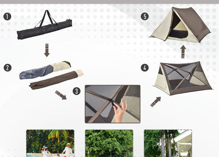 2-3 People Pop Up Camping Tent Waterproof Automatic Instant Tent Portable Cabana Beach Tent with Rainfly, Carry Bag, Windows and Doors, Outdoor Camping Hiking Indoor