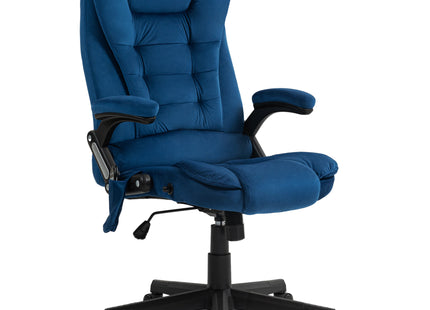 6 Point Executive Office Chair with Heat, Velvet High Back Vibrating Massage Office Chair, Drak Blue