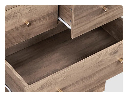 R279-9 Gray Particleboard With Textured Melamine Finish, 66*40*111cm, 4+2 Drawer Cabinet, Matte Gold Handles