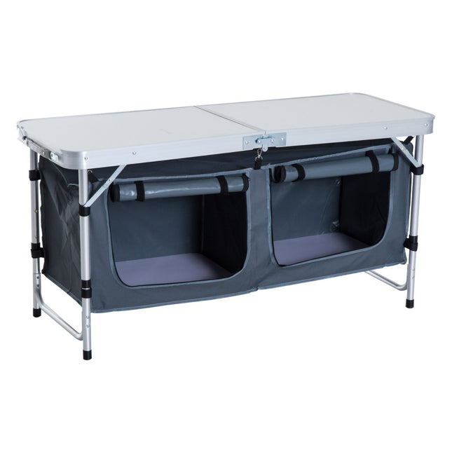 47" Portable Camping Table Aluminum Picnic Folding Camping Table with Carrying Handle and Storage Organizer