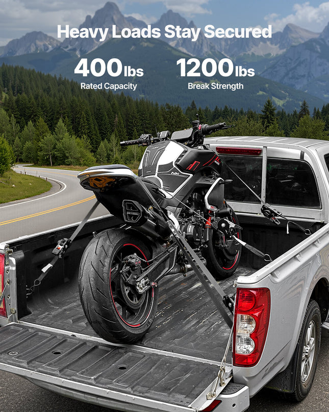 Retractable Ratchet Straps, 1 In X 10 Ft, Tie Down Straps With S Hooks, 1200 Lbs Break Strength, 4 Soft Loops, Tie Down Ratcheting For Moving, Trailers, Motorcycles, Kayaks, Car Roof, 4 Pack