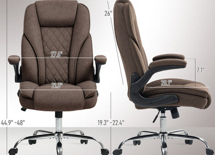 Executive Office Chair, Desk Chair with Flip-up Armrest, Diamond Fabric Computer Chair for Home Office, Dark Brown