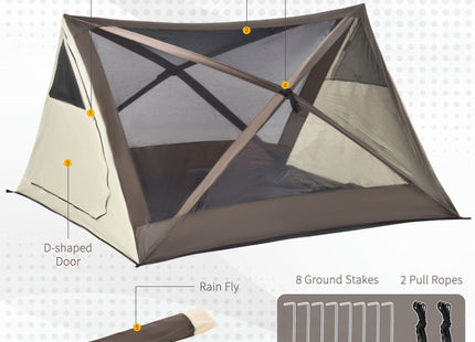 2-3 People Pop Up Camping Tent Waterproof Automatic Instant Tent Portable Cabana Beach Tent with Rainfly, Carry Bag, Windows and Doors, Outdoor Camping Hiking Indoor