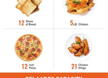 12-IN-1 Air Fryer Toaster Oven, 25L Convection Oven, 1700W Stainless Steel Toaster Ovens Countertop Combo With Grill, Pizza Pan, Gloves, 12 Slices Toast, 12-inch Pizza, Home And Commercial Use