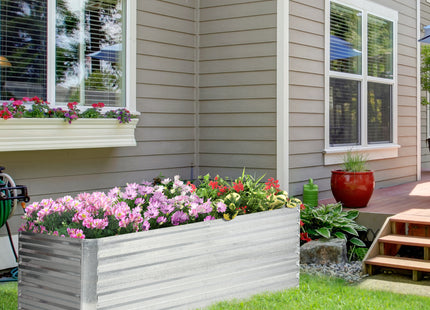 Galvanized Raised Garden Bed, Steel Outdoor Planters with Reinforced Rods, 71" x 36" x 23", Silver