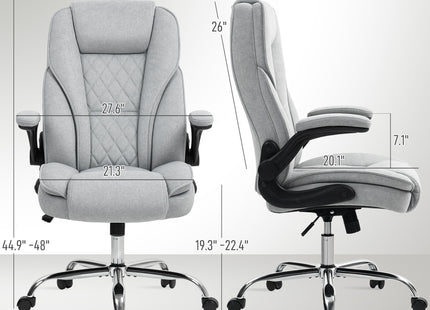 Executive Office Chair, Desk Chair with Flip-up Armrest, Diamond Fabric Computer Chair for Home Office, Gray