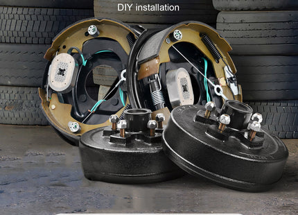 Trailer Hub Drum Kits 5 On 4.5" B.C. With 10" X 2-1/4" Electric Brakes, Self-Adjusting Trailer Brake Assembly For 3500 Lbs Axle, 4-Hole Mounting, Backing Plates For Brake System Part Replacement