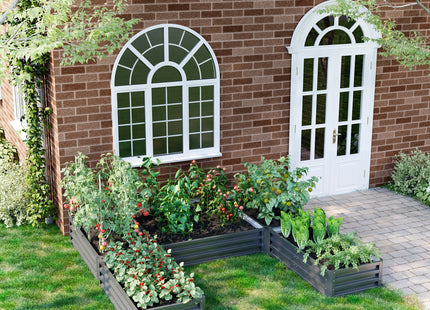 Steel Raised Garden Bed, Set of 5 Large Box Planters for Outdoor Plants Vegetables Flowers Herbs, 8x8x1ft, Gray