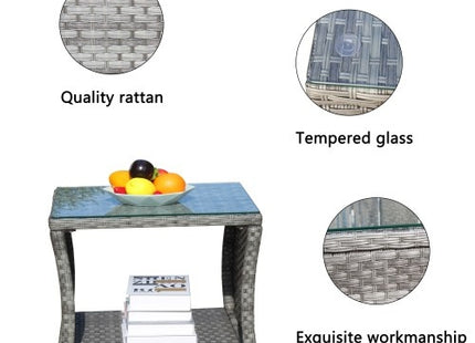 Outdoor Patio Furniture 1 Coffee Table With Clear Tempered Glass