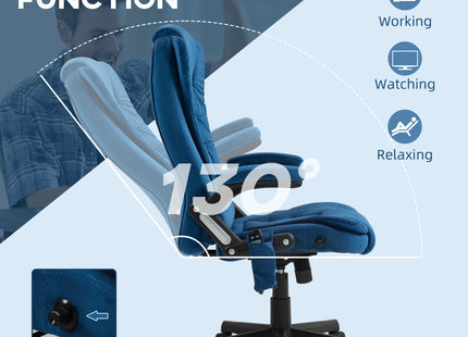 6 Point Executive Office Chair with Heat, Velvet High Back Vibrating Massage Office Chair, Drak Blue