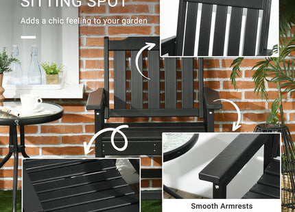 2 Piece All-Weather Patio Chairs, HDPE Patio Dining Chair Set, Heavy Duty Wood-Like Outdoor Furniture, Black