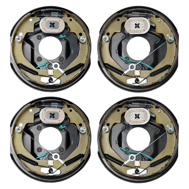 Electric Trailer Brake Assembly, 10" X 2-1/4", 2 Pairs Self-Adjusting Electric Brakes Kit For 3500 Lbs Axle, 4-Hole Mounting, Backing Plates For Brake System Part Replacement (2 Right + 2 Left)